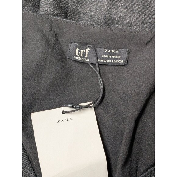 Zara Babydoll Mini Dress Women Size L Button Up Balloon Sleeve Goth Office Y2K - Picture 8 of 11